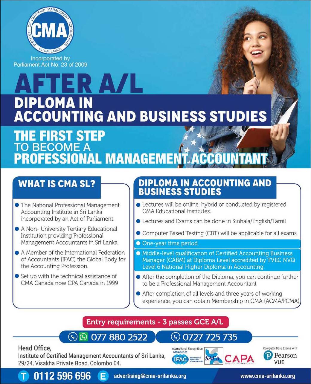Diploma in Accounting and Business Studies Course from CMA Sri Lanka
