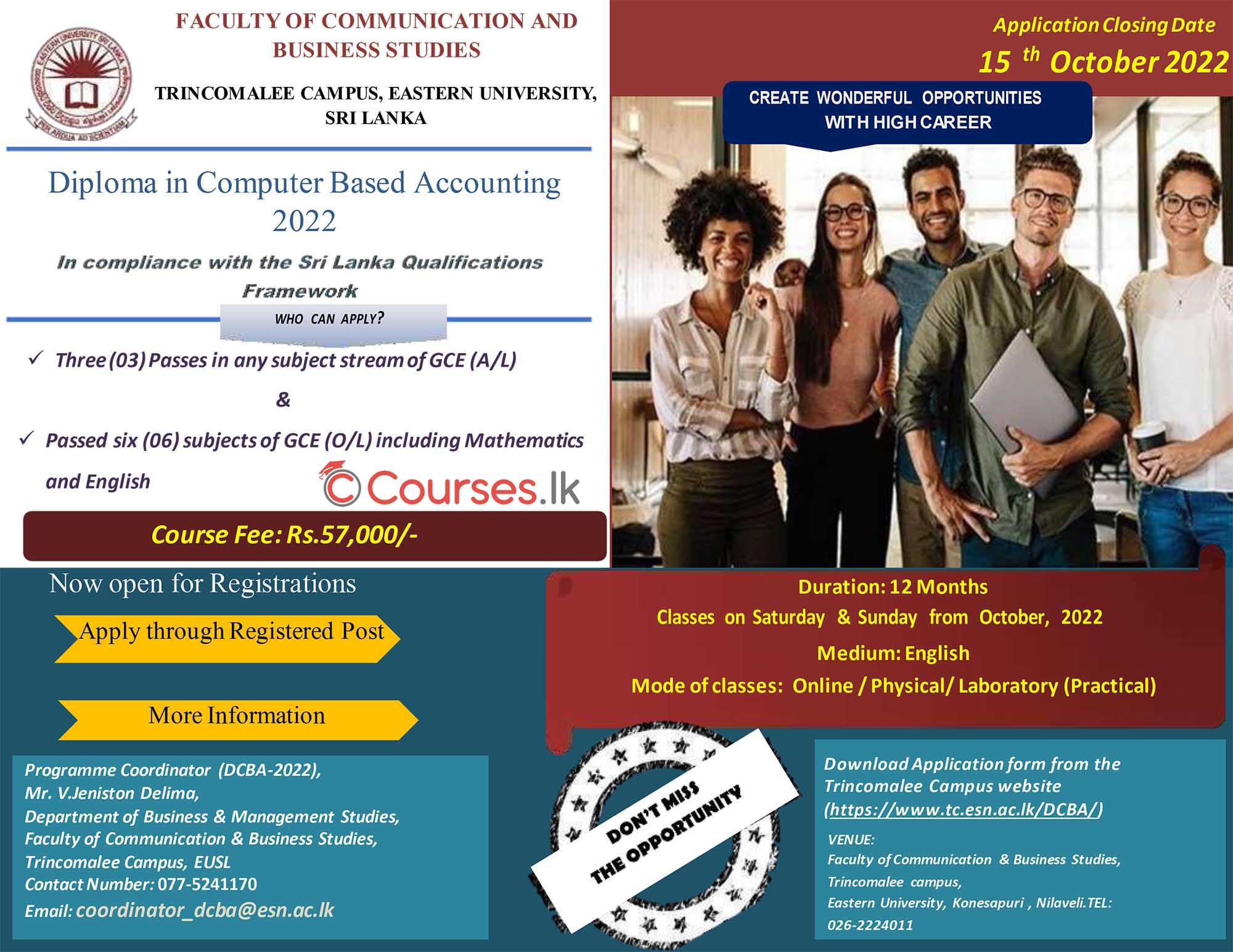 Diploma in Computer-Based Accounting 2022 - Eastern University (EUSL)