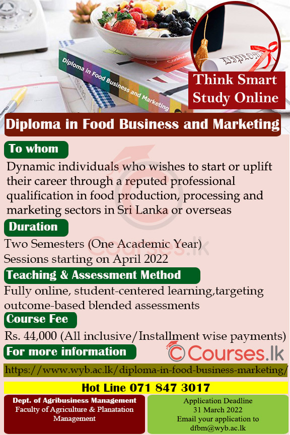 Diploma in Food Business and Marketing 2022 - Wayamba University of Sri Lanka (WUSL)