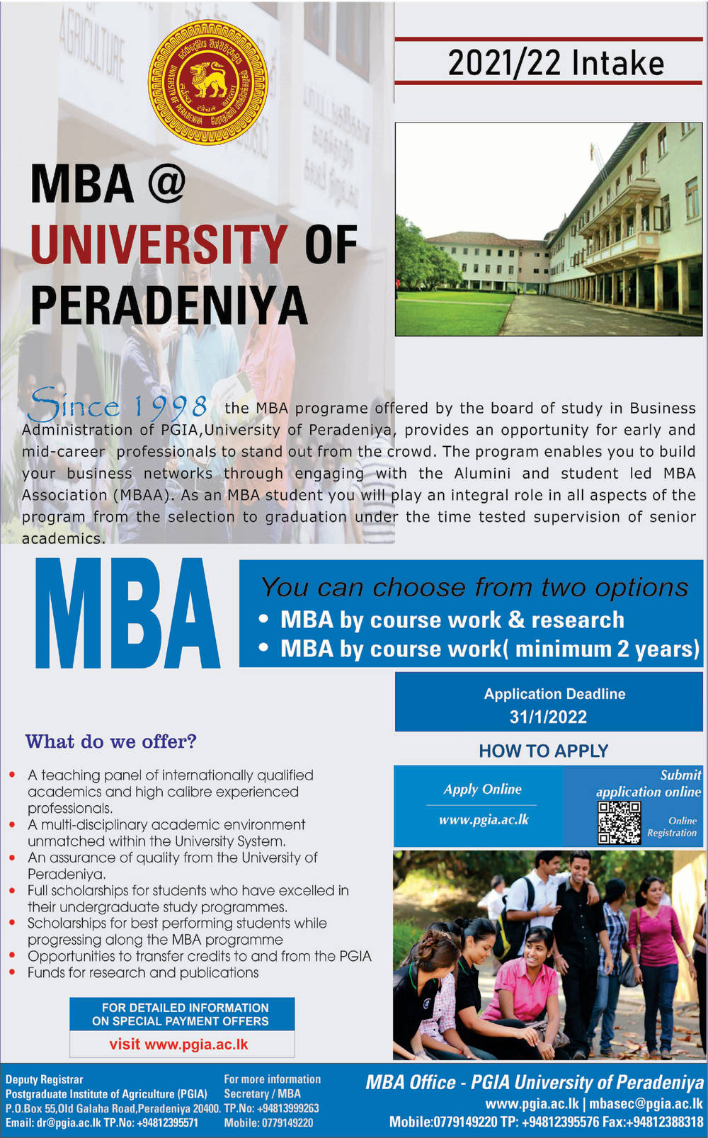 Master of Business Administration (MBA) 2021/2022 - University of Peradeniya