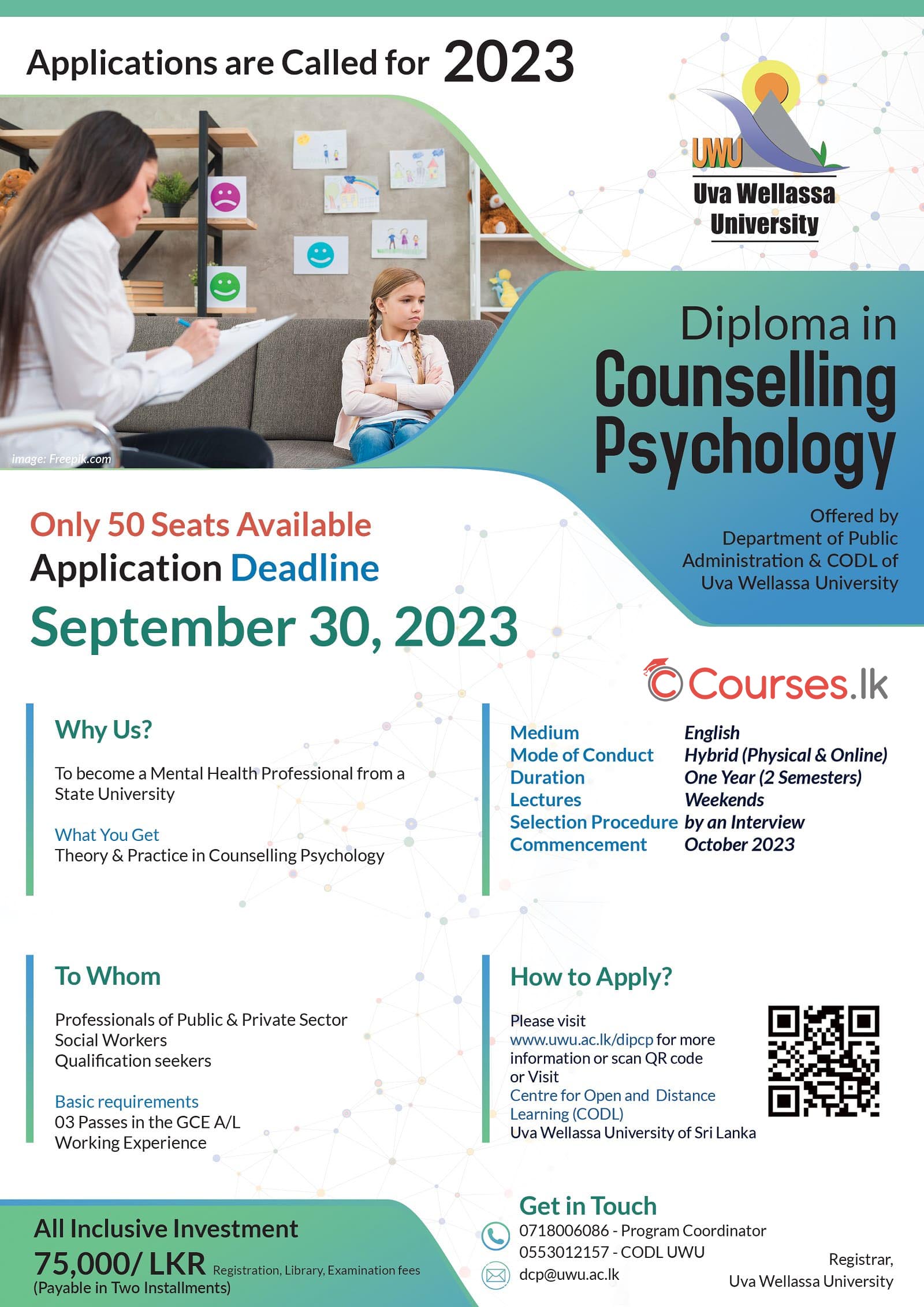 Diploma in Counselling Psychology 2023 - Uva Wellassa University