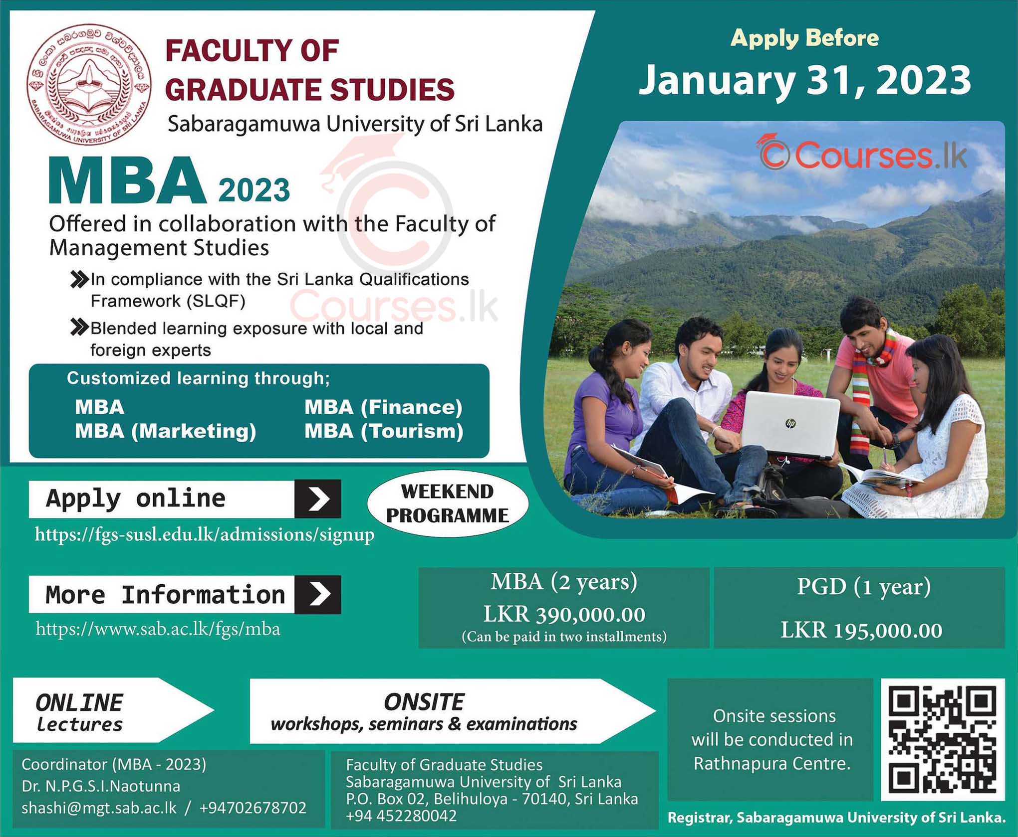 Master of Business Administration (MBA) 2023 - Sabaragamuwa University of Sri Lanka (SUSL)
