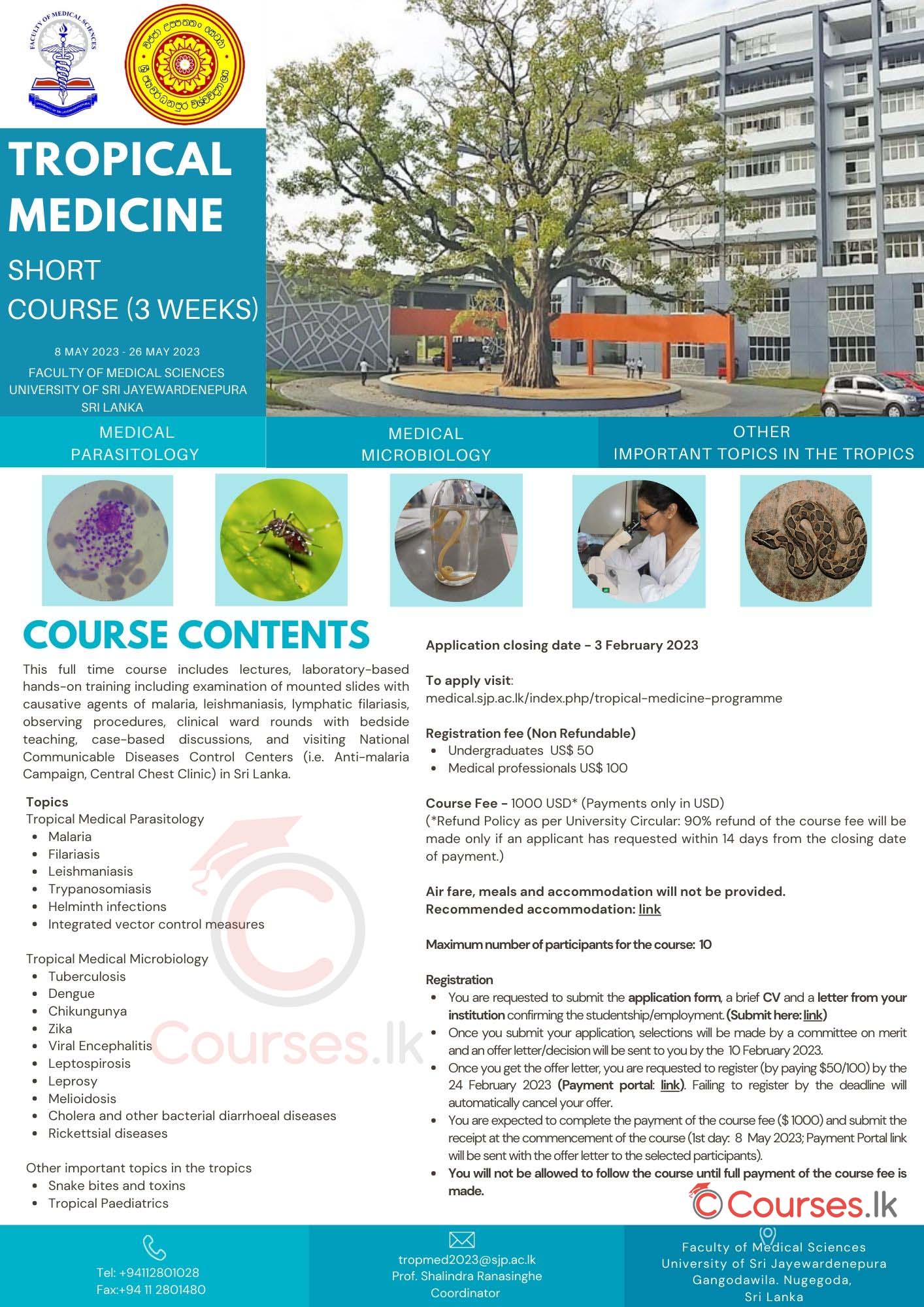 Tropical Medicine (Short Course) 2023 - University of Sri Jayewardenepura