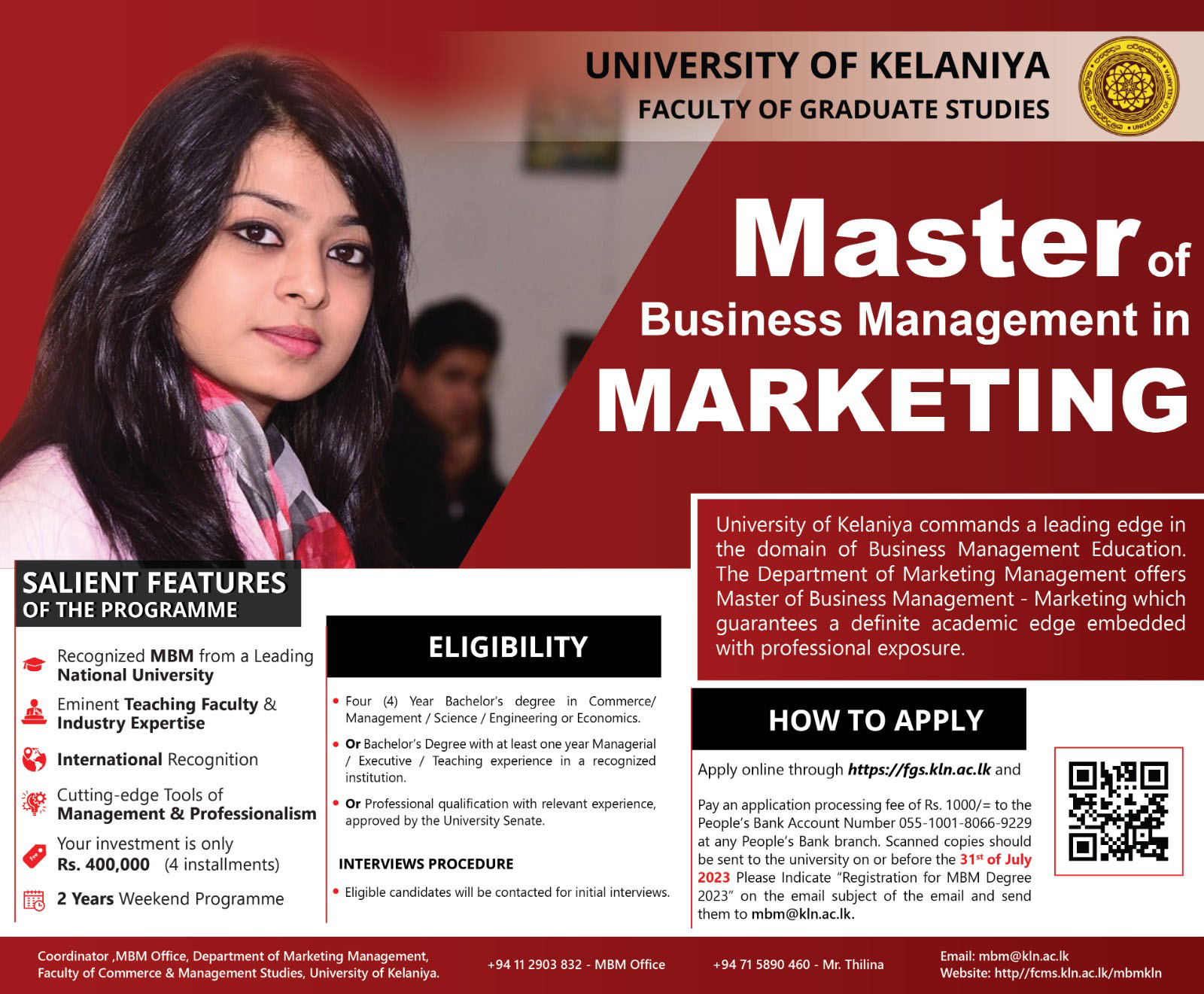 Master of Business Management (MBM) in Marketing 2023 - University of Kelaniya
